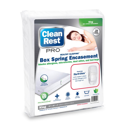 CleanRest PRO Box Spring Encasement, 100% Polyester, King, 39x80, Depth up to 9", White